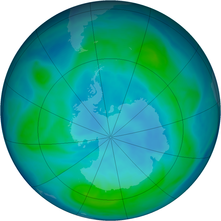 Antarctic ozone map for 02 February 2006